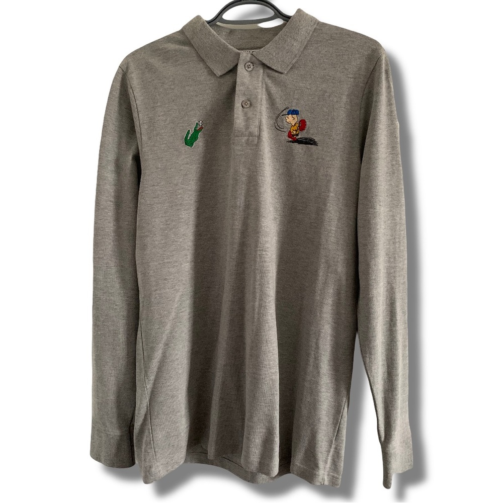 NWT RARE Lacoste x Peanuts Polo Long Sleeve Grey Size Large